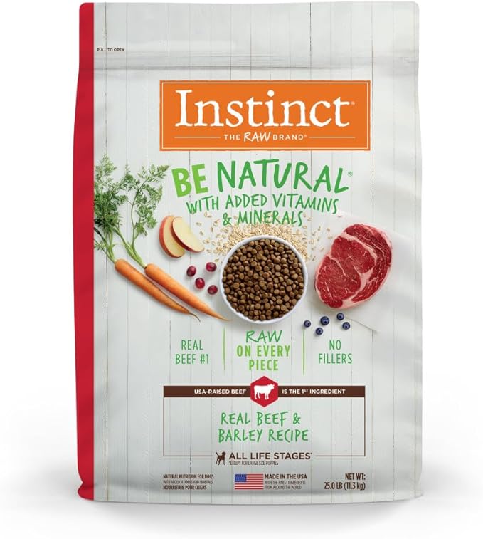 Instinct Be Natural Real Beef & Barley Recipe Natural Dry Dog Food, 25 lb. Bag - PAWPICO