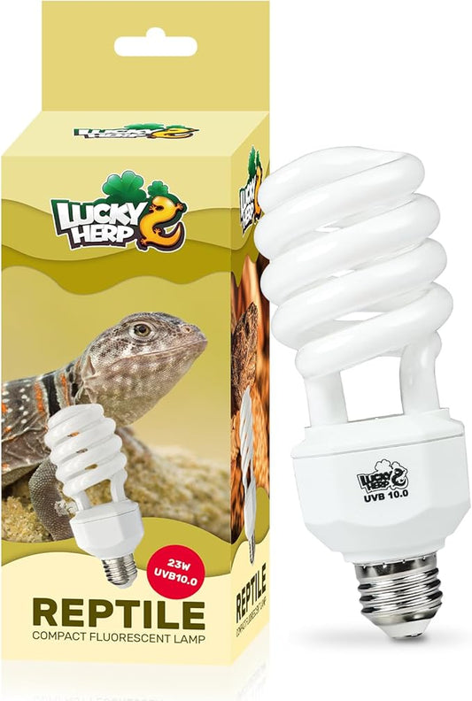 LUCKY HERP UVA UVB Reptile Light 10.0, Desert UVB 150 Compact Fluorescent Lamp, UVB Light for Reptiles 23W, UVA UVB Reptile Light Bulb, UVB Bulb for Reptiles Bearded Dragons Lizards Tortoises Snakes LUCKYHERP