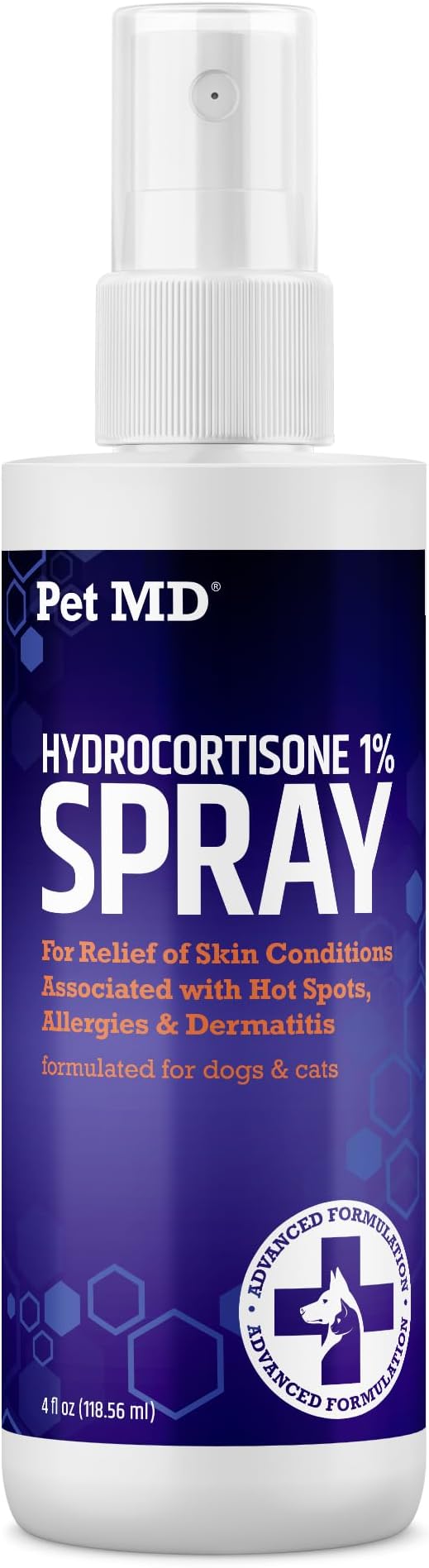Pet MD Hydrocortisone Spray for Dogs, Cats, Horses - Itch Relief Spray & Hot Spot Treatment for Dogs, Irritated Dry Itchy Skin, Allergies, and Dermatitis - Reduces Topical Inflammation - 4 oz PetMD