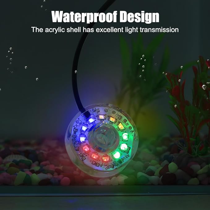 DONGKER LED Aquarium Light,Colorful Waterproof USB Fish Tank Lamp with Fixed Suction Cup Underwater Light for Aquariums Fish Tanks DONGKER