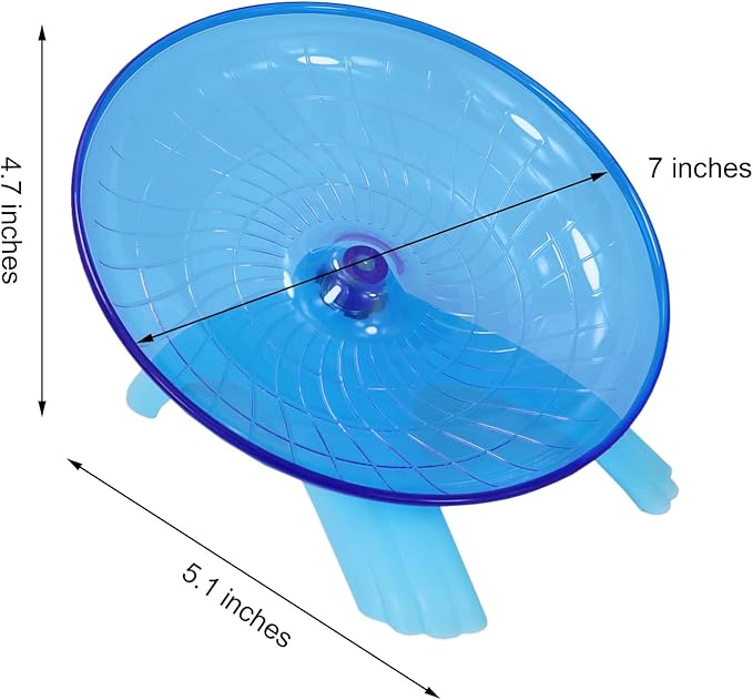 Hamster Flying Saucer Silent Running Exercise Wheel for Gerbil Rat Mouse Hedgehog Small Animals (Blue) Wontee