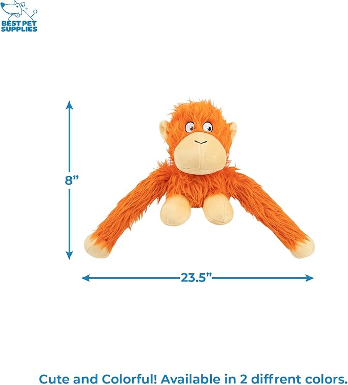 Best Pet Supplies O-Hug-Atan Interactive Squeaky Plush Toy for Small and Medium Breed Puppies or Dogs - O-Hug-Atan (Orange) - PAWPICO