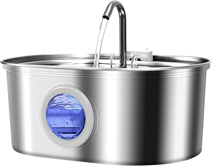 Cat Water Fountain Stainless Steel 3.2L/108oz Capacity, Automatic Pet Water Dispenser with Quiet Pump, and Dishwasher Safe Design for Cats, Dogs - PAWPICO