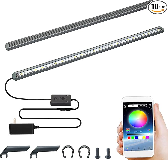 Smart Aquarium Light with App Timer, Dynamic Lighting Landscape for 7-12 Inch Fish Tank, 7/24 Auto Power On/Off, RGBW Full Spectrum Aquarium Lighting Jenklight