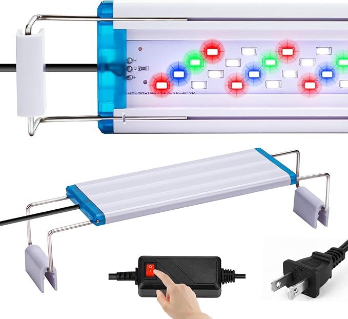 LED Aquarium Light Full Spectrum Fish Tank Lights 7" 8" 10" 12" 8W Multi-Color Freshwater Saltwater Plant Lamp White Blue Red LEDs Oltraman