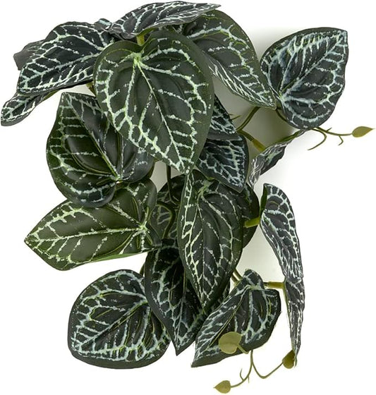 Reptile Plants for Terrarium, Amphibian Habitat Decor Artificial Hanging Plants with Suction Cup - Fake Anthurium Crystallinum WOLEDOE