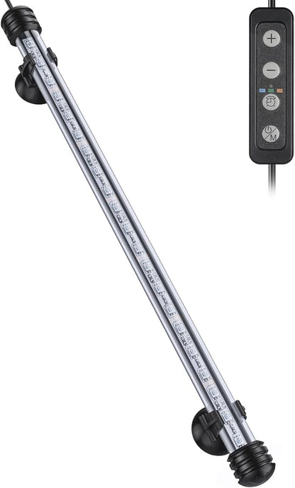 Pawfly 4.2 W Aquarium LED Light 15.2 Inch Underwater Fish Tank Light with Timer Auto On/Off Fish Tank Background Light with 8 Lighting Modes Submersible Multi-Colored Tube Light for Decoration Pawfly