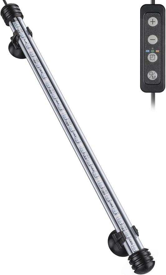 Pawfly 4.2 W Aquarium LED Light 15.2 Inch Underwater Fish Tank Light with Timer Auto On/Off Fish Tank Background Light with 8 Lighting Modes Submersible Multi-Colored Tube Light for Decoration Pawfly