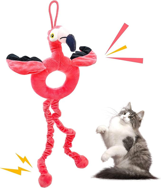 Catnip Toys, Cute Flamingo Cat Toys with Bells and Crinkle Paper for Indoor Cats, Door Hanging Cat Toy for Cats & Kitten - PAWPICO