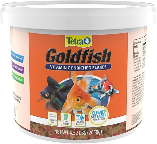 Tetra Goldfish Flakes, Nutritionally Balanced Diet For Aquarium Fish, Vitamin C Enriched Flakes, 4.52 lbs oz Tetra