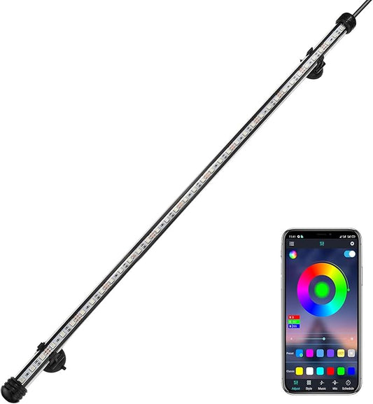 GreenSun Fish Tank Aquarium Light: Submersible Led Lamp - 30 Inch Waterproof Strip Spotlight with APP Control GreenSun