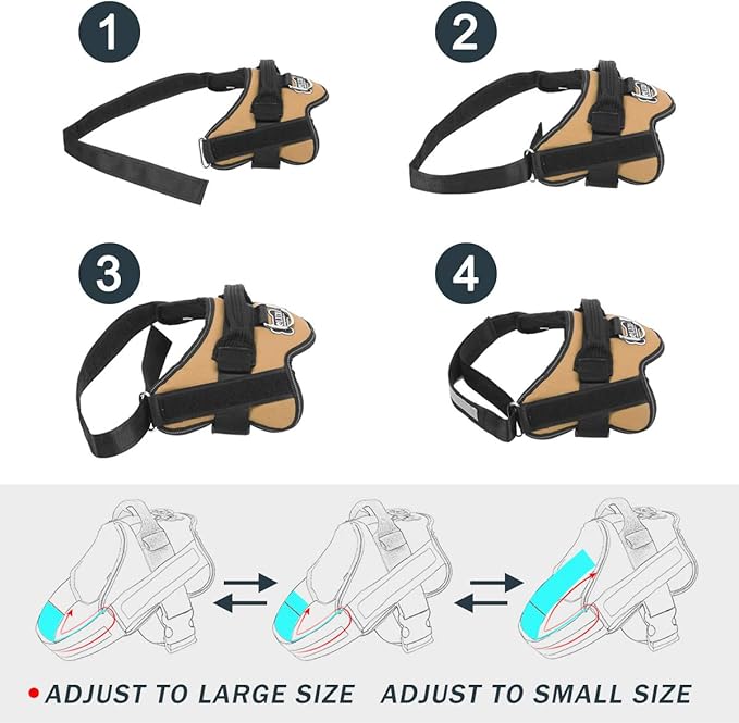 Bolux Dog Harness, No-Pull Reflective Dog Vest, Breathable Adjustable Pet Harness with Handle for Outdoor Walking - No More Pulling, Tugging or Choking (Army Yellow, L) Bolux