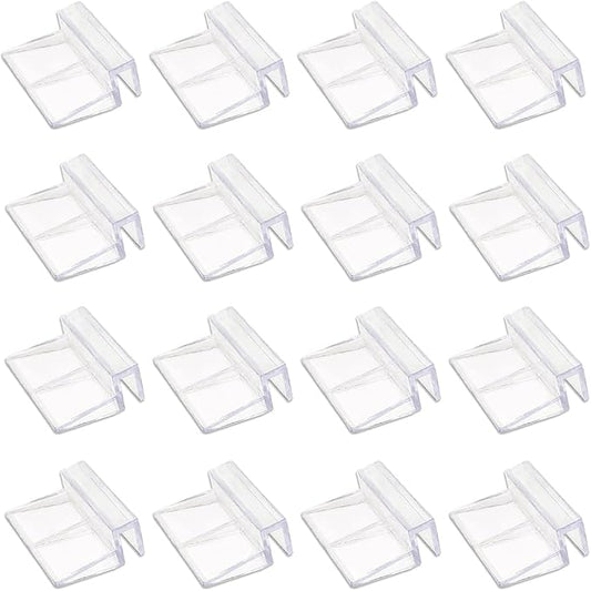 16 PCS 6mm Acrylic Aquarium Cover Clip, Clear Fish Tank Glass Cover Clip Support Holder Universal Lid Clips for Rimless Aquariums LEEFONE