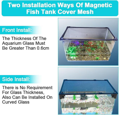 Magnetic Aquarium Cover Lid, DIY Fish Tank lid Anti-Jumping net Cover mesh Terrarium lid Aquarium Hood，Adjustable Size Fit Tank Size Max 35''X19'' Jaxbo