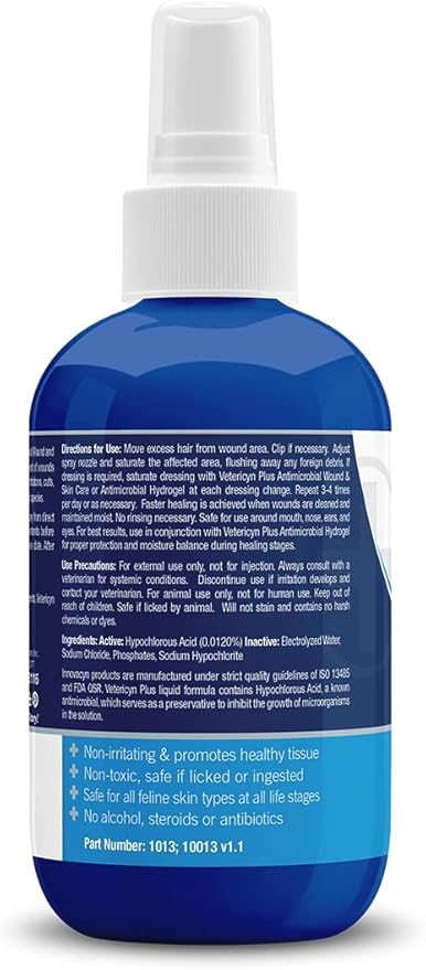 Vetericyn Plus Cat Wound Care Spray | Feline Healing Aid and Skin Repair for Wounds, Sores, and Abrasions, Provides Itch Relief for Cats Irritated Skin. 3 Ounces Vetericyn