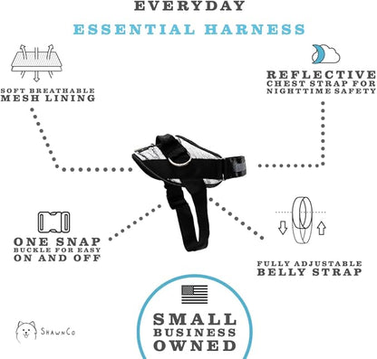 ShawnCo Essential Dog Harness, No-Pull Pet Vest with 3 Leash Clips, No Choke, Reflective, Adjustable and Padded, for Easy Walking and Training for Small, Medium and Large Dogs (White Marble, L) SHAWNCO