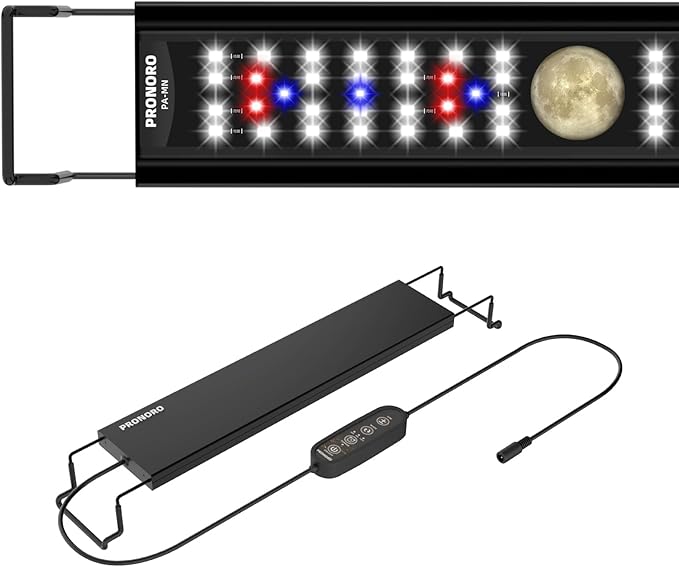 Aquarium Light, LED Full Spectrum Freshwater Aquarium Lights, Daylight/Moonlight Mode and stepless dimmable, Fish Tank Light with 6h/9h/12h Timer and Auto ON/Off (M 24-29 in) PRONORO