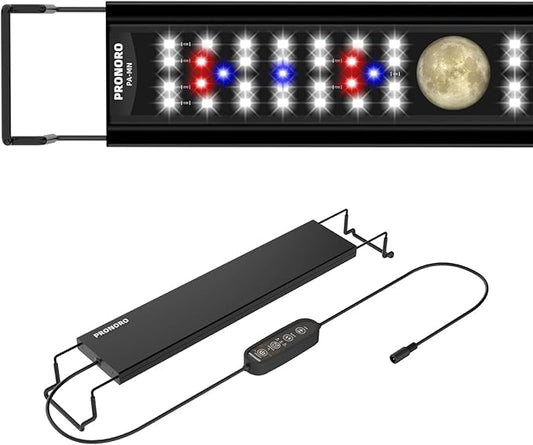 Aquarium Light, LED Full Spectrum Freshwater Aquarium Lights, Daylight/Moonlight Mode and stepless dimmable, Fish Tank Light with 6h/9h/12h Timer and Auto ON/Off (M 24-29 in) PRONORO