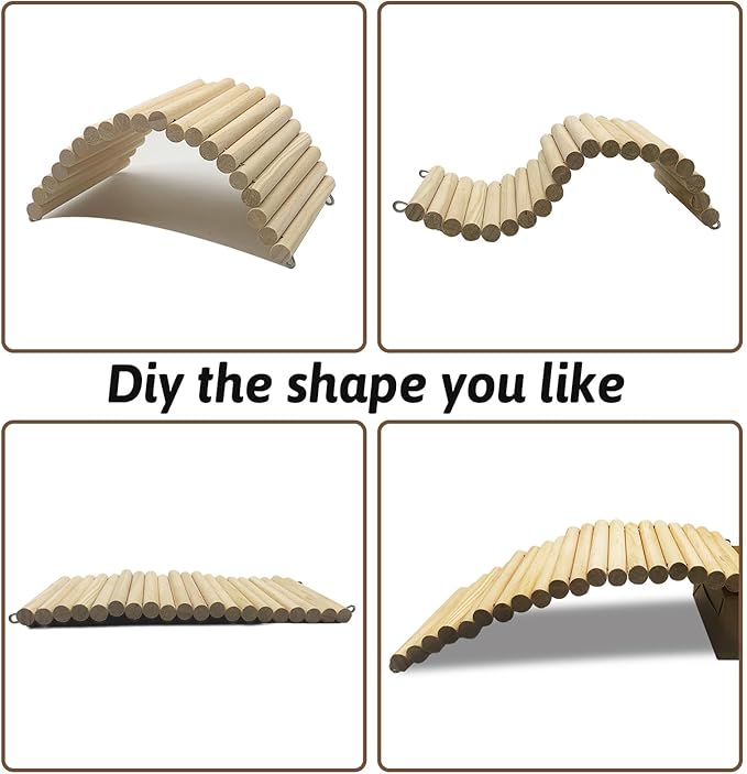 Hamiledyi Hides for Tortoises Wood Bendy Bridge Reptile Hide Climbing Ladder Hide Cave Turtle Habitat Decor for Lizards Gecko Spiders Snakes (11.37" X 5.9") Hamiledyi