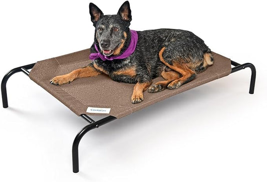 Coolaroo The Original Cooling Elevated Dog Bed, Indoor and Outdoor, Medium, Nutmeg - PAWPICO