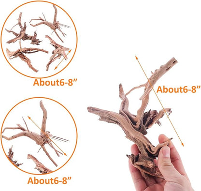 Aquarium Driftwood Natural Spiderwood for Aquarium Decor 4PCS 6-8inch Driftwood Branches for Fish Tank Decorations CENIBBLE