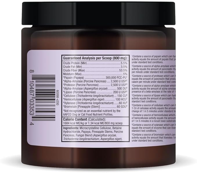 Bark & Whiskers Digestive Enzymes Kibble Diet, for Dogs & Cats, 4.23 oz. (120 g), 150 Scoops, Promotes Carb & Starch Breakdown, Veterinarian Formulated, Non-GMO, Dr. Mercola DrMercola