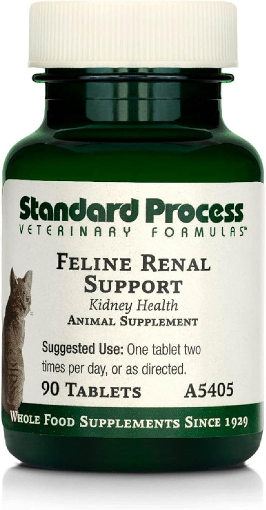 Standard Process Feline Renal Support - Cat Supplement to Support Kidney & Urinary Health - Cat Supplies with Whole Food Ingredients - Feline Supplement for Kidney Function Support - 90 Tablets StandardProcess