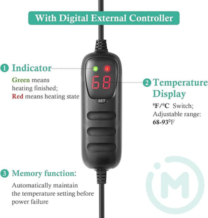 HITOP 400W Aquarium PTC Heater with Controller: Digital Heater for Fish Tank and Turtle Tank 55-100Gallon, Sturdy Heater with Removable Protective Cover HITOP-FocusonAquarium
