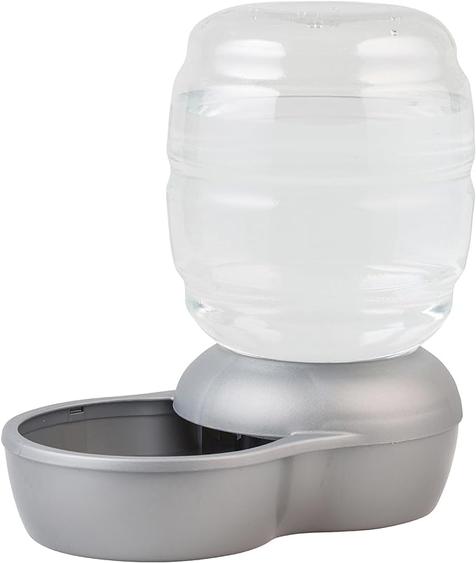 Petmate Replendish Gravity Waterer with Microban for Cats and Dogs, 4 Gallons,Silver, Made in USA - PAWPICO