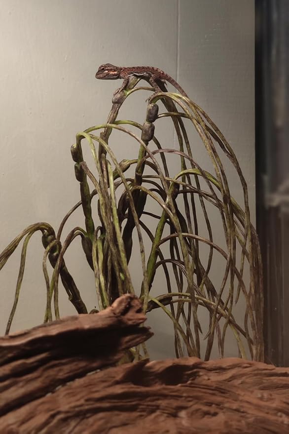 Reptile Terrarium Decor Plants, Bearded Dragon Tank Accessories fit Crested Gecko Leopard Lizard Chameleon Ball Python Snake Frog - Fake Forage Grass Plants WOLEDOE