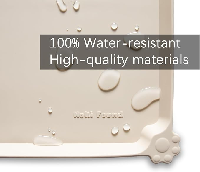 Hoki Found Silicone Pet Food Mats Tray - High-Lips Pet Dog Cat Bowl Mats - Dog Pet Cat Feeding Mat - Waterproof Dog Cat Food Mats -Pet Water Mats for Floors - Papayawhip - PAWPICO