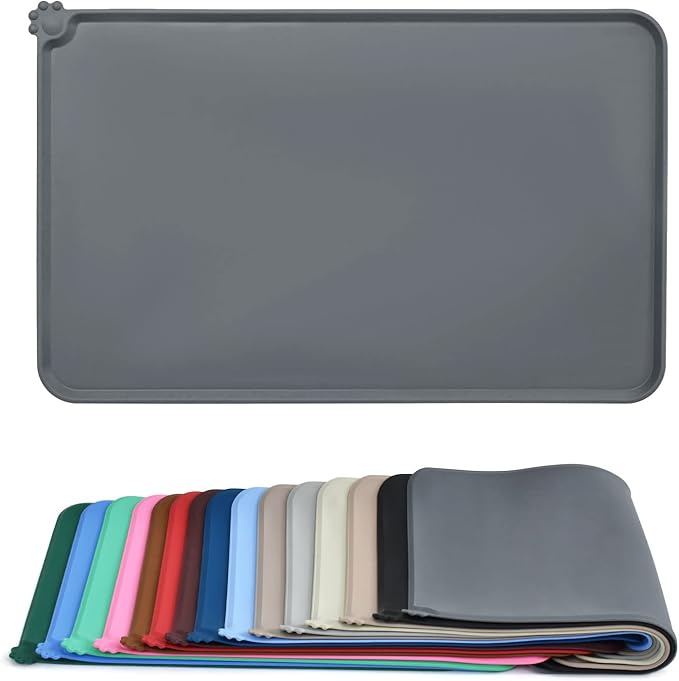 AUDWUD Silicone Waterproof Dog Cat Pet Feeding Mats,Anti Slip Pet Bowl Mats,Pet Feeding Mat,21" x 15" - PAWPICO