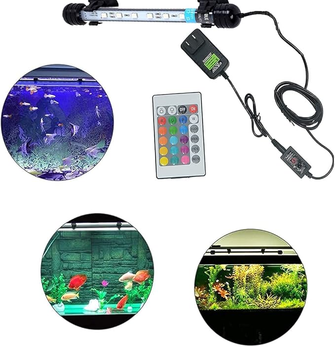 LED Aquarium Light, 7-44 Inch Waterproof Fish Light White with Blue, RGB Underwater Lamp Submersible LED Light for Fish Tank VARMHUS