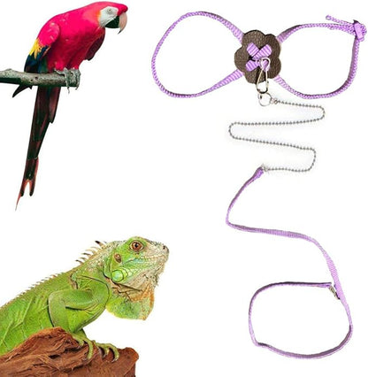 Adjustable Reptile Lizard Harness Leash,Turtle Lizard Pet Traction Belt Bearded Dragon Accessories Soft Small Pet Animal Harness Rope,1.2M (Purple) Sawyd