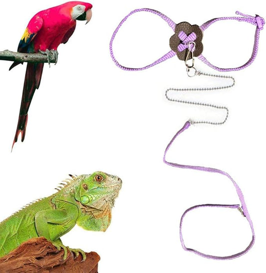 Adjustable Reptile Lizard Harness Leash,Turtle Lizard Pet Traction Belt Bearded Dragon Accessories Soft Small Pet Animal Harness Rope,1.2M (Purple) Sawyd