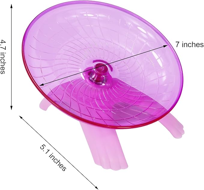 Hamster Flying Saucer Silent Running Exercise Wheel for Gerbil Rat Mouse Hedgehog Small Animals (Pink) Wontee