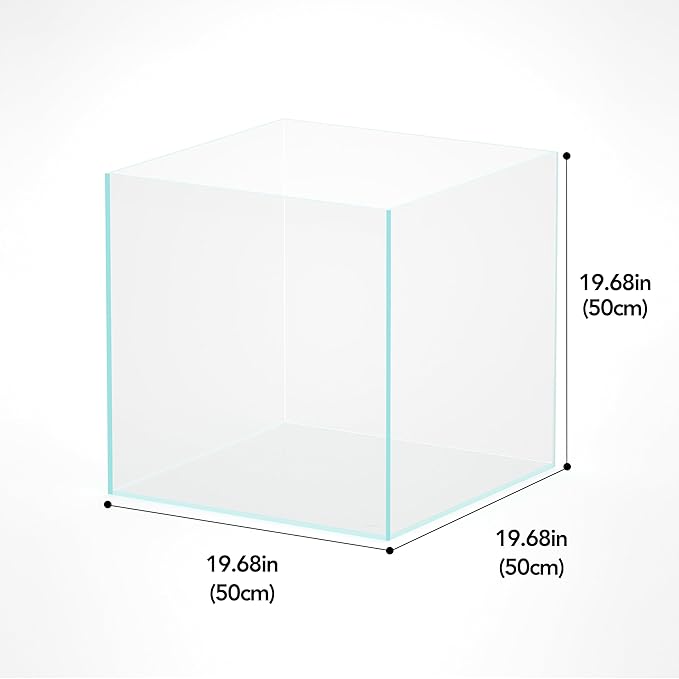 LANDEN 31 Gallon Cube Rimless Low Iron Aquarium Fish Tank,19.7" L × 19.7" W × 19.7" H (50cm x 50cm x50cm) 6mm Thickness with Nano Foam Leveling Mat Included Landen
