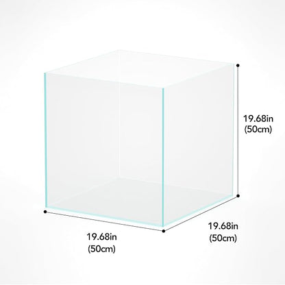LANDEN 31 Gallon Cube Rimless Low Iron Aquarium Fish Tank,19.7" L × 19.7" W × 19.7" H (50cm x 50cm x50cm) 6mm Thickness with Nano Foam Leveling Mat Included Landen