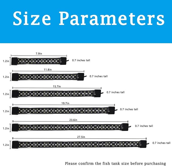 Submersible Aquarium Light for Fish Tank,24/7 Mode Full Spectrum LED Fish Tank Light with Air Bubble Hole RGB Color Changing Brightness Timer Adjustable,15.7inch 12W Fish Light REIRQIE
