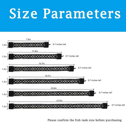 Submersible Aquarium Light for Fish Tank,24/7 Mode Full Spectrum LED Fish Tank Light with Air Bubble Hole RGB Color Changing Brightness Timer Adjustable,15.7inch 12W Fish Light REIRQIE