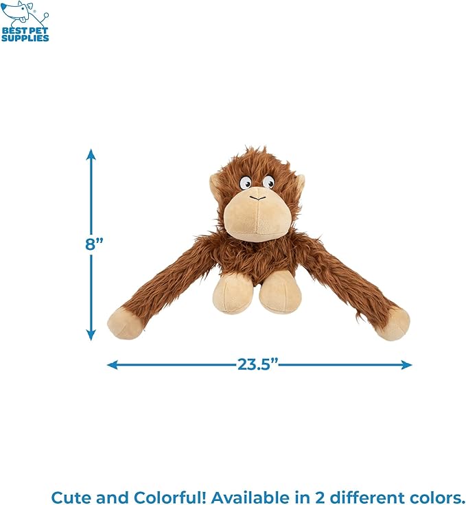 Best Pet Supplies O-Hug-Atan Interactive Squeaky Plush Toy for Small and Medium Breed Puppies or Dogs - O-Hug-Atan (Brown) - PAWPICO