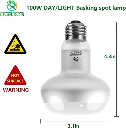 Intense Reptile Heat Lamp Bulbs - 100W 4 Pack, Reptiles & Amphibians UVA Basking Spot Lamp Bulb,Simulate Natural Sunlight Reptile Daylight Heat Bulb for Bearded Dragon, Snake REPTIHOME