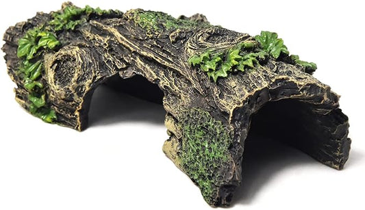 Fish Tank Decorations - Large Aquarium Decorations Air Bubbler Tree Fish House for Betta Hideout Caves Buddha Decor Temple Ruins Arched Betta Fish Accessories Reptile House Shelter Decor (Wood B-S) PTFJZ