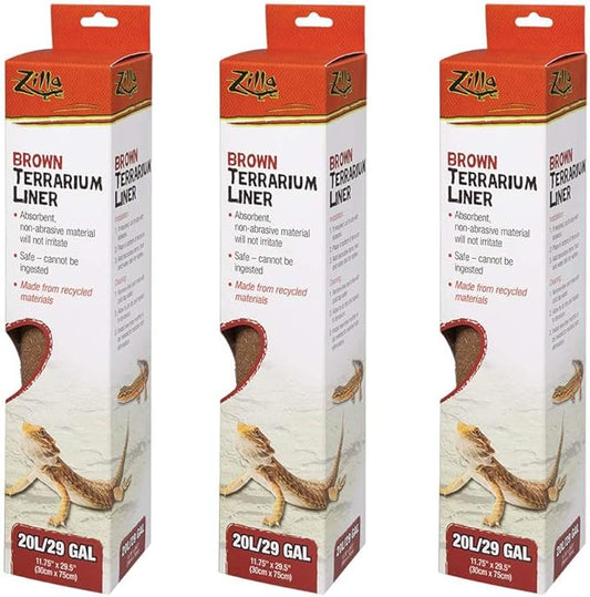 Zilla Brown Terrarium Liner 20/29 Gallons, Pack of 3 Zilla