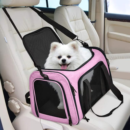 Henkelion Large Cat Carriers Dog Carrier Pet Carrier for Large Cats Dogs Puppies up to 25Lbs, Big Dog Carrier Soft Sided, Collapsible Travel Puppy Carrier - Large - Pink - PAWPICO