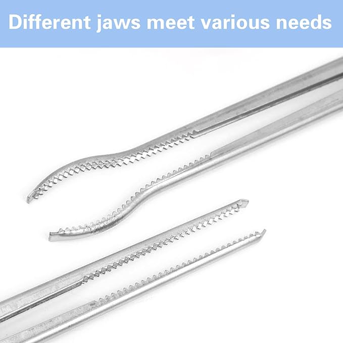 2 PCS Snake Feeding Tongs 15 Inch Extra Long Stainless Steel Reptile Feeding Tongs Including 1 Curved Mouth and 1 Straight Mouth Feeding Tong Tweezers for Ball Python Fish Aquariums Reptiles Snakes QoTang