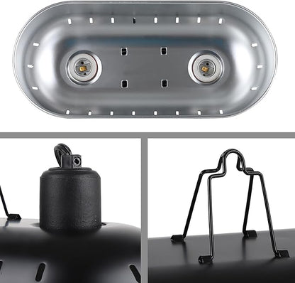 15inch Dual Reptile Light Fixture, Max 150W Dual Reptile Heat Lamp Fixture with 100W UVA UVB Sun Lamp&Ceramic Heat Emitter,Double Dome Lamp Fixture for Reptile Terrarium and Tortoise Habitat DXOPHIEX