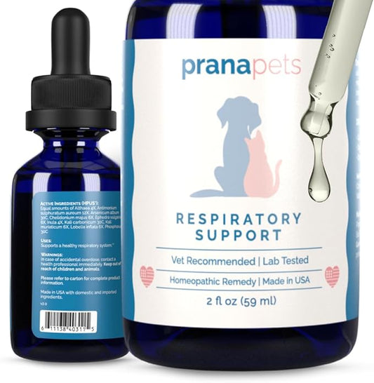 PranaPets Respiratory Support Supplement for Dogs & Cats | Naturally Promotes Optimal Respiratory Function in Pets | Safely aids with Symptoms of Seasonal Allergies PranaPets-HerbalRemedies