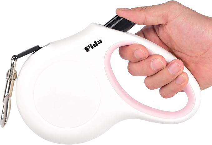 Fida Retractable Dog Leash Large Breed, Heavy Duty 16 ft Dog Walking Leash for Large Dogs up to 110 lbs, 360° Tangle Free, White Fida
