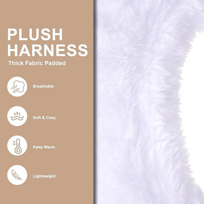 EXPAWLORER Fleece Lined Step-in Dog Harness - Soft Plush Padded Puppy Harness and Leash Set with Adjustable Dog Collar, No Pull Escape Proof Suede Dog Vest Harness for Small Dogs, Khaki S EXPAWLORER